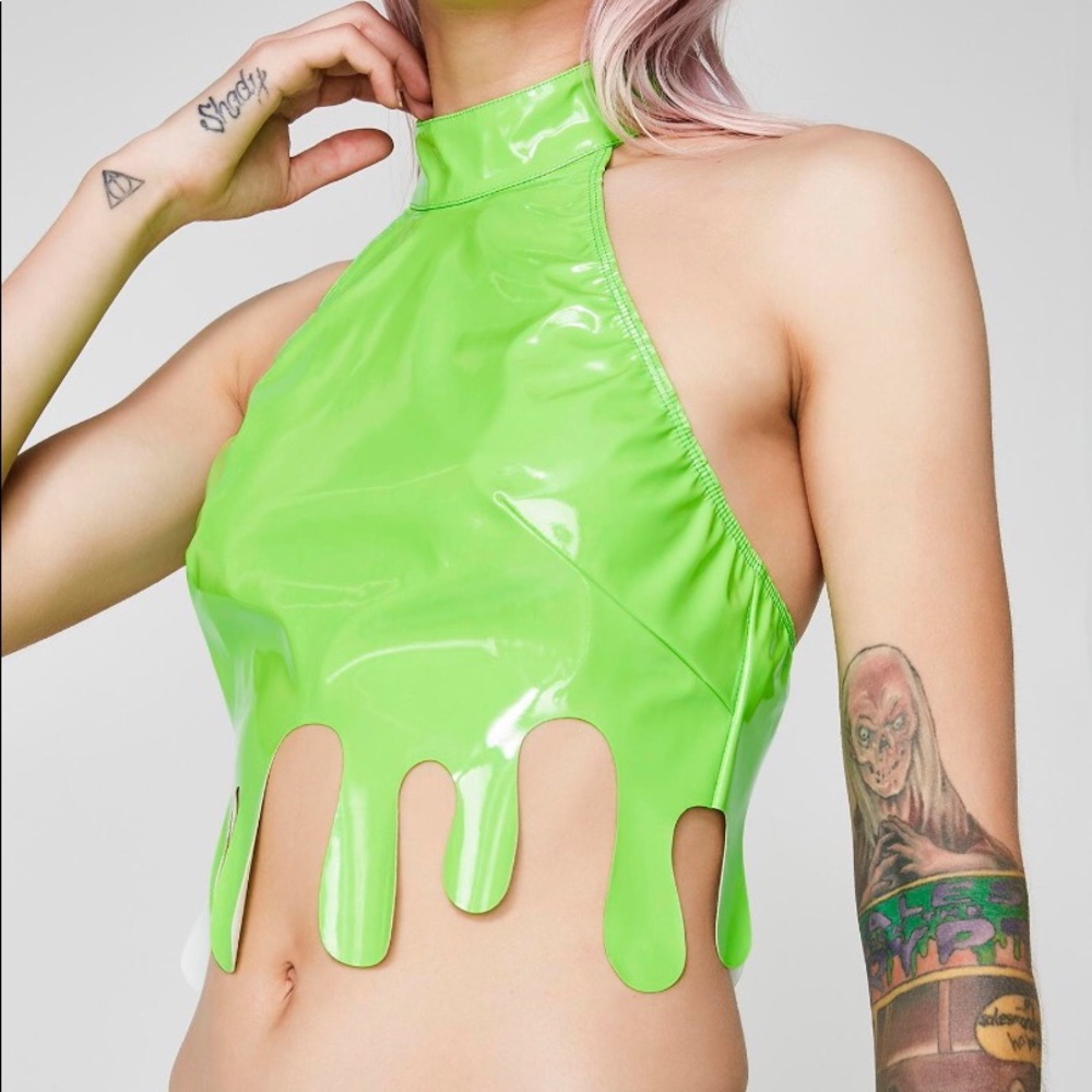 Dolls Kill Slime Green Crop Top